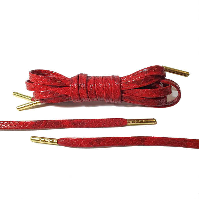 Red Snakeskin Leather Laces