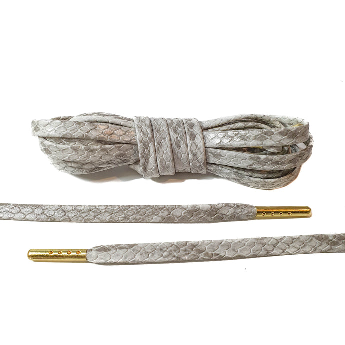 White Snakeskin Leather Laces