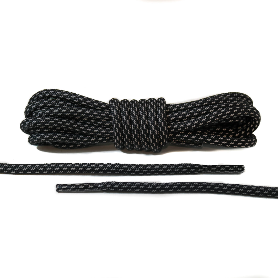 Black 3M Reflective Striped Rope Laces