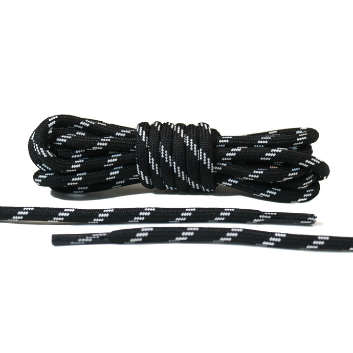 Black with White Lines Rope Laces