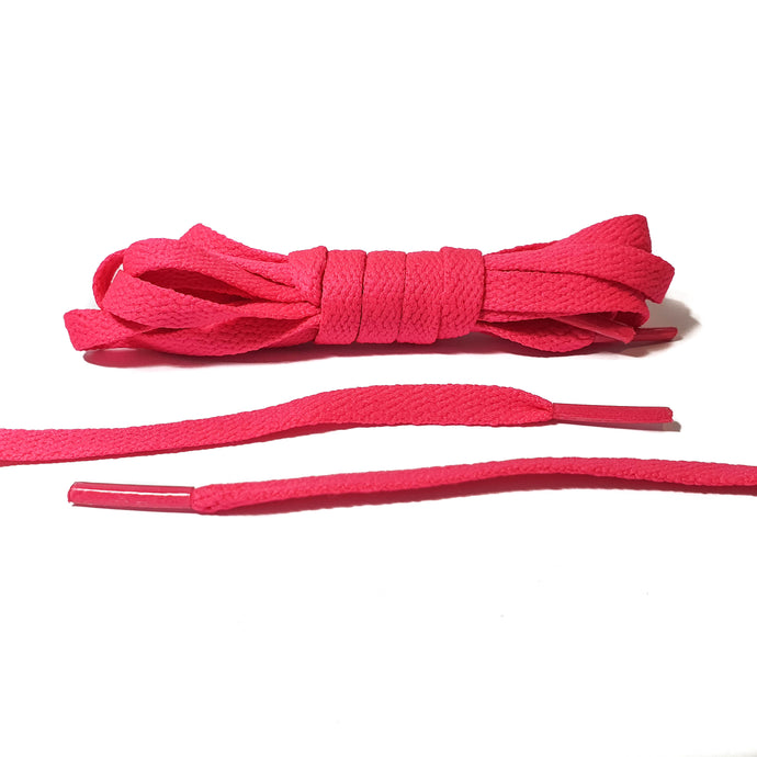 Neon Pink Flat Laces - Thin