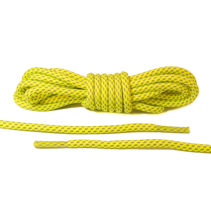 Neon Yellow 3M Reflective Striped Rope Laces