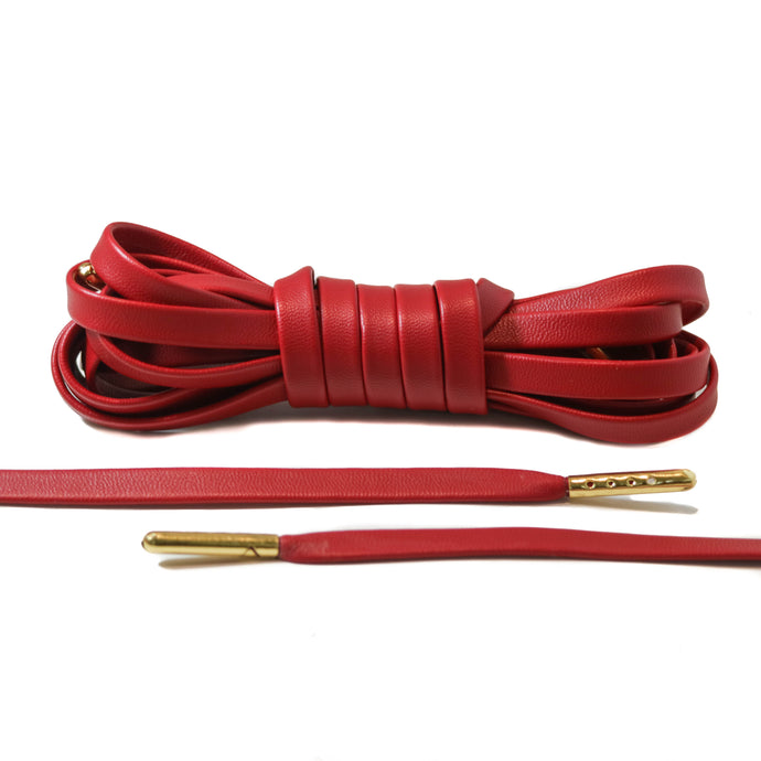 Red Leather Laces - Gold