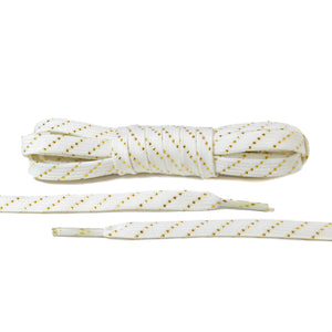 White and Gold Striped Flat Laces