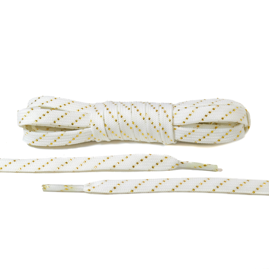 White and Gold Striped Flat Laces